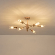 Imagine Lustră metal-sticlă 6 lumini 6XE14 max 8W 830X330mm aurie roz Arte Illumina VINY