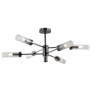 Imagine Lampa suspendată metal-sticlă 6 lumini 6XE14 max 8W Ø830X330mm crom negru Arte Illumina Viny