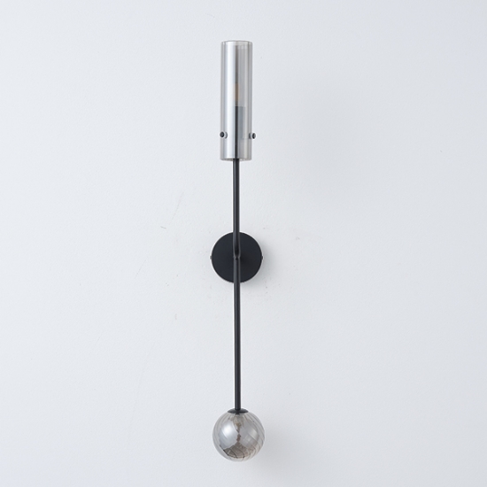 Imagine Aplica de perete metal-sticlă 1XE14 max 8W & 1XG9 max 7W 100X165X800mm negru-gri fumuriu Arte Illumina Stagona