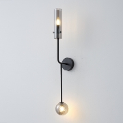 Imagine Aplica de perete metal-sticlă 1XE14 max 8W & 1XG9 max 7W 100X165X800mm negru-gri fumuriu Arte Illumina Stagona
