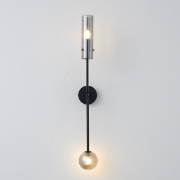 Imagine Aplica de perete metal-sticlă 1XE14 max 8W & 1XG9 max 7W 100X165X800mm negru-gri fumuriu Arte Illumina Stagona