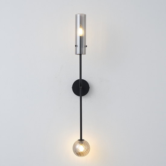 Imagine Aplica de perete metal-sticlă 1XE14 max 8W & 1XG9 max 7W 100X165X800mm negru-gri fumuriu Arte Illumina Stagona