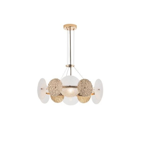 Imagine Lumină suspendată metal-sticlă 6 lumini 6XE14 max 8W 560X670mm aur roz Arte Illumina Glow