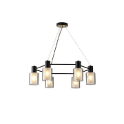 Imagine Lumină suspendată metal-sticlă 6 lumini 6XE14 max 8W Ø700X600mm negru-bronz Arte Illumina Silence