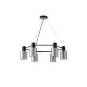 Imagine Lumină suspendată metal-sticlă 6 lumini 6XE14 max 8W Ø700X600mm negru-bronz Arte Illumina Silence