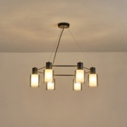 Imagine Lumină suspendată metal-sticlă 6 lumini 6XE14 max 8W Ø700X600mm negru-bronz Arte Illumina Silence