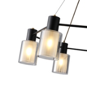 Imagine Lumină suspendată metal-sticlă 6 lumini 6XE14 max 8W Ø700X600mm negru-bronz Arte Illumina Silence