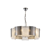 Imagine Lumină suspendată metal-sticlă 8 lumini 8XE14 max 8W 8650X680mm argintie Arte Illumina Folia