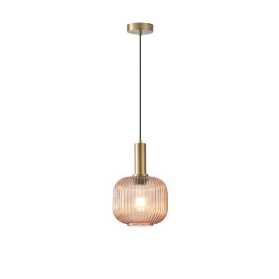 Imagine Lumină suspendată metal-sticlă rotundă 1xE27 Max 15W 200x180x1485mm Amber Arte Illumina Topaz
