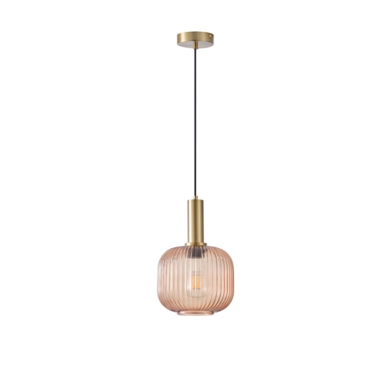 Imagine Lumină suspendată metal-sticlă rotundă 1xE27 Max 15W 200x180x1485mm Amber Arte Illumina Topaz