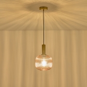 Imagine Lumină suspendată metal-sticlă rotundă 1xE27 Max 15W 200x180x1485mm Amber Arte Illumina Topaz
