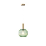 Imagine Lampa suspendată metal-sticlă rotundă 1xE27 Max 15W 200x180x1485mm verde Arte Illumina Topaz