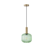 Imagine Lampa suspendată metal-sticlă rotundă 1xE27 Max 15W 200x180x1485mm verde Arte Illumina Topaz