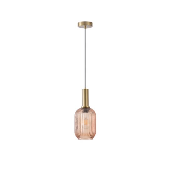 Imagine Lustră metal-sticlă cu un singur corp 1xE27 Max15W 130x165x1485mm Amber Arte Illumina Topaz