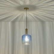 Imagine Lampa suspendată metal-sticlă 1xE27 Max 15W 200x210x1530mm Albastră Arte Illumina Ombre