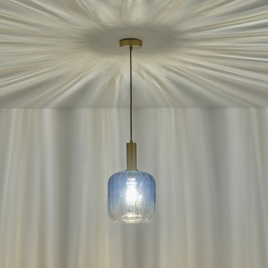 Imagine Lampa suspendată metal-sticlă 1xE27 Max 15W 200x210x1530mm Albastră Arte Illumina Ombre