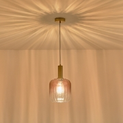 Imagine Lumină suspendată metal-sticlă unică 1xE27 Max 15W 200x210x1530mm Amber Arte Illumina Ombre