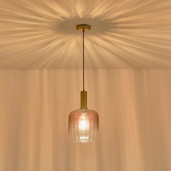 Imagine Lumină suspendată metal-sticlă unică 1xE27 Max 15W 200x210x1530mm Amber Arte Illumina Ombre