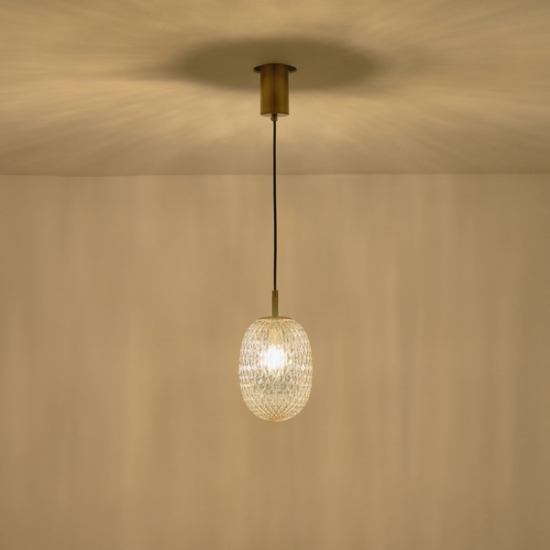 Imagine Lumină suspendată metal-sticlă cu un singur corp 1XE14 Max 8W Ø150X150X1530mm Alb Arte Illumina Candy