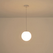 Imagine Lampa suspendată metal-acrilică rotundă cu un singur bec 1X27 Max 15W Ø200X1270mm alb Arte Illumina Selini