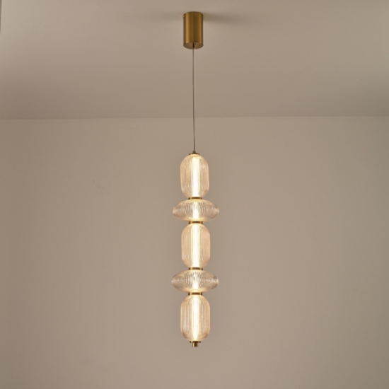 Imagine Lumină suspendată din sticlă și metal LED 24W 1900Lm 3000K 250X860X1460mm TRIAC Dimming Transparent Arte Illumina Verena
