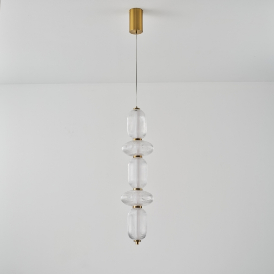 Imagine Lumină suspendată din sticlă și metal LED 24W 1900Lm 3000K 250X860X1460mm TRIAC Dimming Transparent Arte Illumina Verena