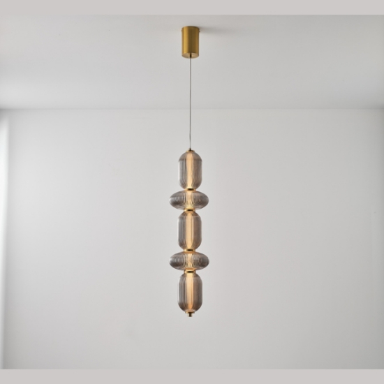 Imagine Lumină suspendată din sticlă și metal LED 24W 1900Lm 3000K 250X860X1460mm TRIAC Dimming Transparent Arte Illumina Verena