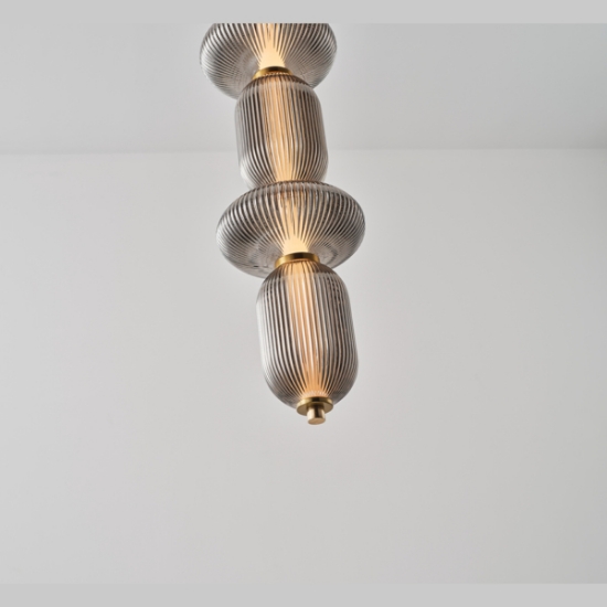 Imagine Lumină suspendată din sticlă și metal LED 24W 1900Lm 3000K 250X860X1460mm TRIAC Dimming Transparent Arte Illumina Verena