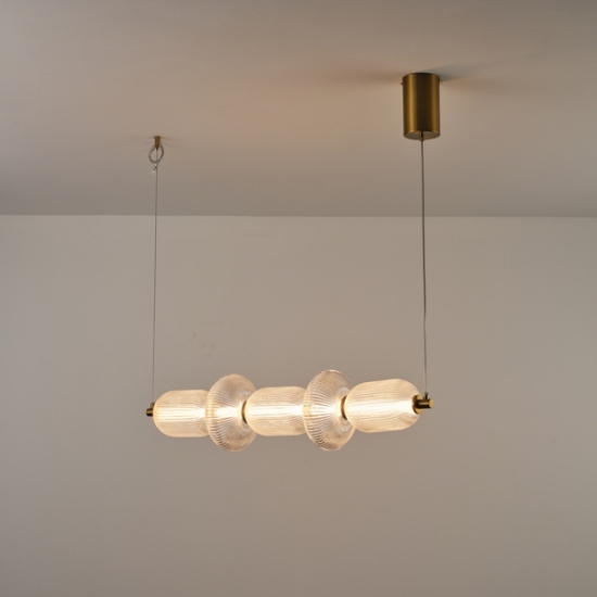 Imagine Lumină suspendată liniară din sticlă-metal LED 24W 1900Lm 3000K 250X860X1460mm TRIAC Dimming Transparent Arte Illumina Verena