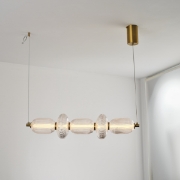 Imagine Lumină suspendată liniară din sticlă-metal LED 24W 1900Lm 3000K 250X860X1460mm TRIAC Dimming Transparent Arte Illumina Verena