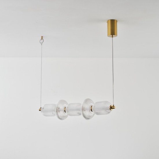 Imagine Lumină suspendată liniară din sticlă-metal LED 24W 1900Lm 3000K 250X860X1460mm TRIAC Dimming Transparent Arte Illumina Verena