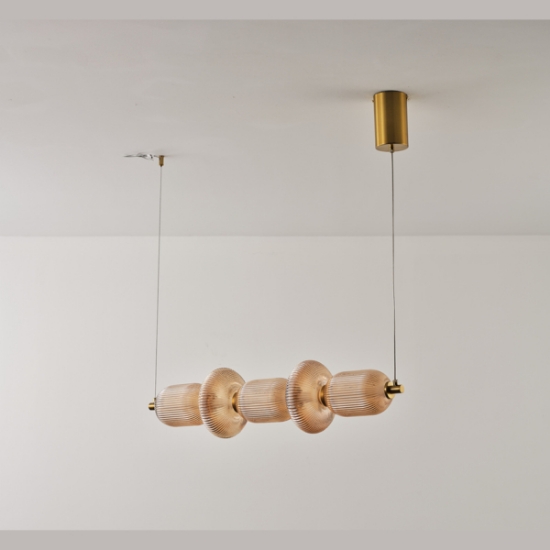 Imagine Lumină suspendată liniară din sticlă-metal LED 24W 1900Lm 3000K 250X860X1460mm TRIAC Dimming Transparent Arte Illumina Verena