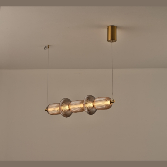 Imagine Lumină suspendată lineară din sticlă-metal LED 24W 1900Lm 3000K 250X860X1460mm TRIAC DIMMING transparent ARTE ILLUMINA VERENA