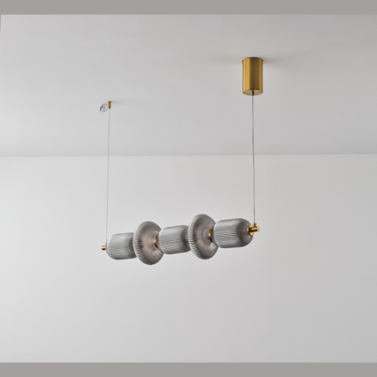 Imagine Lumină suspendată lineară din sticlă-metal LED 24W 1900Lm 3000K 250X860X1460mm TRIAC DIMMING transparent ARTE ILLUMINA VERENA