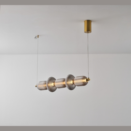 Imagine Lumină suspendată lineară din sticlă-metal LED 24W 1900Lm 3000K 250X860X1460mm TRIAC DIMMING transparent ARTE ILLUMINA VERENA
