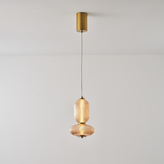 Imagine Lumină suspendată din sticlă și metal LED 10W 800Lm 3000K 220X430X1450mm TRIAC Dimming Transparent Arte Illumina Verena