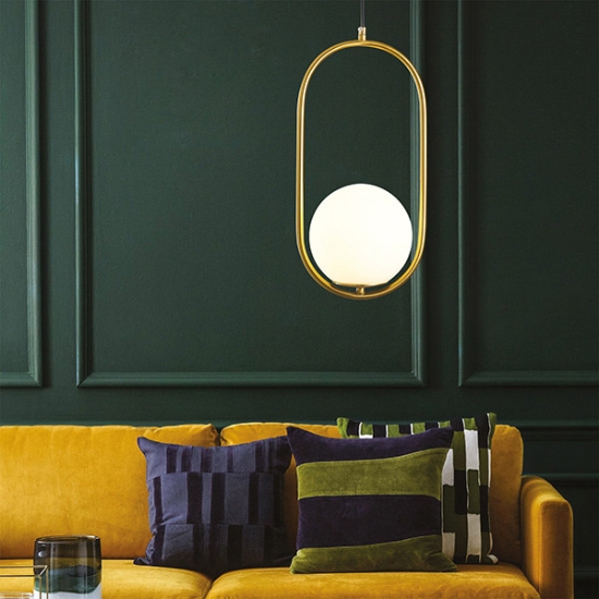 Imagine Lampa suspendată metal-sticlă cu un singur corp 1XE27 Max 15W 210X1900mm Aur Arte Illumina Orba