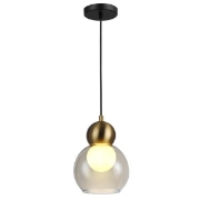 Imagine Lampa suspendată metal-sticlă cu un singur bec 1XE27 max 15W Ø150X1240mm neagră Arte Illumina Aurelia