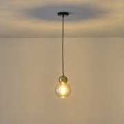 Imagine Lampa suspendată metal-sticlă cu un singur bec 1XE27 max 15W Ø150X1240mm neagră Arte Illumina Aurelia