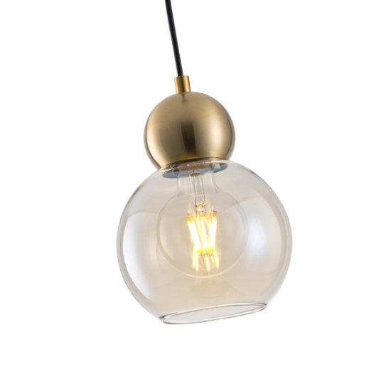 Imagine Lampa suspendată metal-sticlă cu un singur bec 1XE27 max 15W Ø150X1240mm neagră Arte Illumina Aurelia