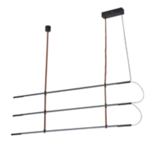 Imagine Lampa suspendată metal-ulei LED 75W 5250Lm 3000K 1400X60X1200mm neagră Arte Illumina Linea