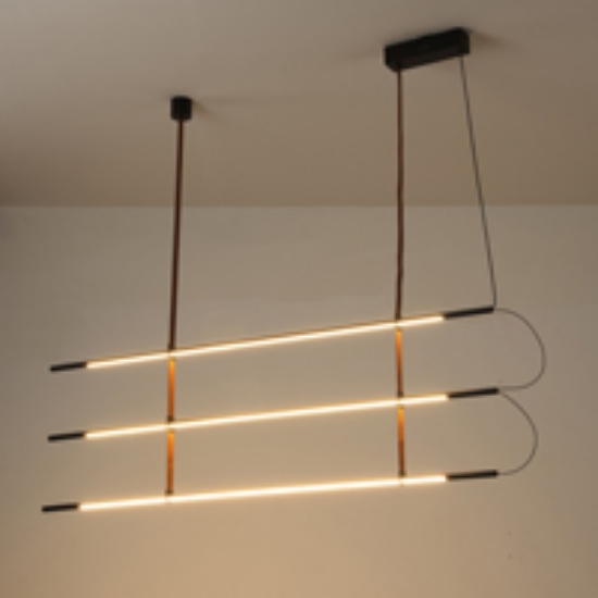Imagine Lampa suspendată metal-ulei LED 75W 5250Lm 3000K 1400X60X1200mm neagră Arte Illumina Linea