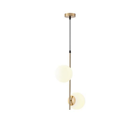 Imagine Lampa suspendată metal-sticlă 2 lumini 2x27 max 15W 320X150X1550mm alb-bronz Arte Illumina Orba