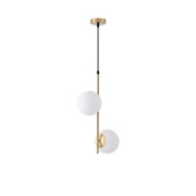 Imagine Lampa suspendată metal-sticlă 2 lumini 2x27 max 15W 320X150X1550mm alb-bronz Arte Illumina Orba