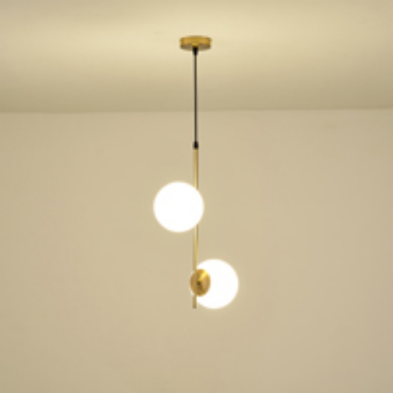 Imagine Lampa suspendată metal-sticlă 2 lumini 2x27 max 15W 320X150X1550mm alb-bronz Arte Illumina Orba