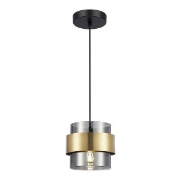 Imagine Lumină suspendată metal-sticlă cu un singur corp de iluminat 1XE27 Max 15W Ø180X1205mm Negru-Auriu Arte Illumina Reliac