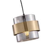 Imagine Lumină suspendată metal-sticlă cu un singur corp de iluminat 1XE27 Max 15W Ø180X1205mm Negru-Auriu Arte Illumina Reliac