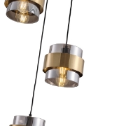 Imagine Lampa suspendată metal-sticlă 3 lumini 3XE27 max 15W Ø430X1215mm rozeta negru-auriu Arte Illumina Reliac