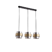Imagine Lumină suspendată metal-sticlă 3 lumini 3XE27 max 15W 700X1215mm negru-aurie Arte Illumina Reliac