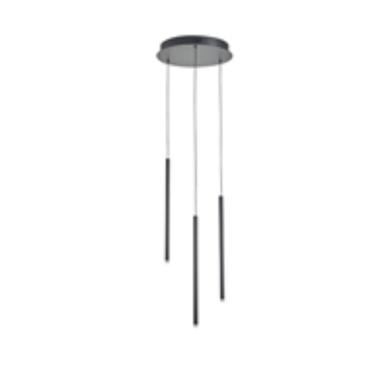 Imagine Lumină suspendată din aluminiu-metal-acril 3 lumini LED 6W 420Lm 3000K 300X2100mm negru Arte Illumina Cascade